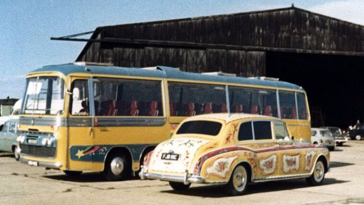 The Magical Mystery Tour Bus and John's Psychedelic Rolls Royce